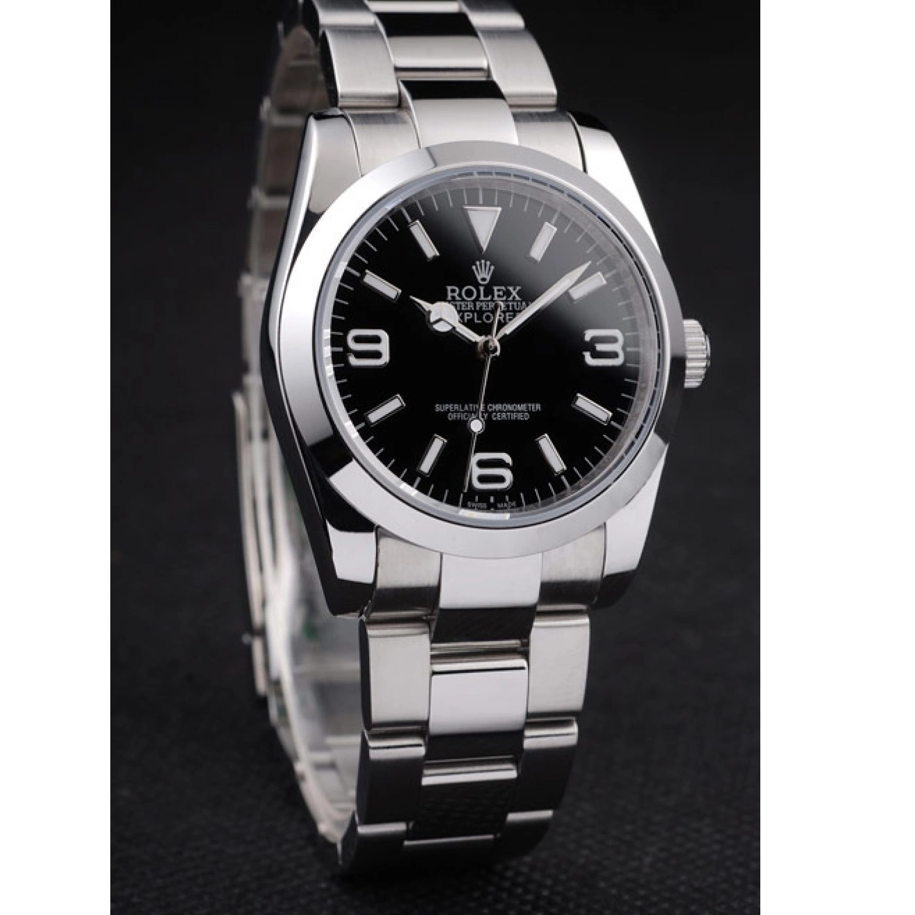 Good Copy Rolex Watches Dial Stainless Polished Black Steel 98087 Rolex Explorer 0607